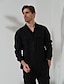 billige luksus linned skjorter-100% Linned Lomme Herre Skjorte linned skjorte Button Up skjorte Sort Navyblå Langærmet Vanlig Knaphul Forår &amp; Vinter udendørs Ferierejse Tøj