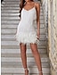 Χαμηλού Κόστους Πάρτι Φορέματα-Γυναικεία Φόρεμα με παγιέτες Φόρεμα με κρόσσια Φόρεμα για πάρτυ Πούλιες Φούντα Αμάνικο Μίνι φόρεμα Διακοπές Παραλία Λευκό Ανθισμένο Ροζ Καλοκαίρι Άνοιξη