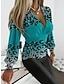 preiswerte Blusen und Hemden für Damen-Damen T Shirt Leopard Bedruckt Täglich Wochenende Modisch Langarm V Ausschnitt Gelb Frühling &amp; Herbst