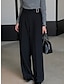 Χαμηλού Κόστους γυναικείο φόρεμα παντελόνι-Γυναικεία Παντελόνι επίσημο Πλατύ Πόδι Ψηλή Μέση Πλήρες μήκος Μαύρο Άνοιξη