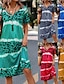 olcso Mintás ruhák-Női hétköznapi ruha Pólóruha Batikolt Nyomtatott V-alakú Mini ruha Vakáció Rövid ujjú Nyár Tél