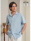 abordables camisas de lino para hombre-55% lino Abotonar Hombre camisa de lino Camisa de verano Camisa de playa Rosa Azul Piscina Caqui Manga Corta Color sólido Plano Cuello Vuelto Verano Hawaiano Festivos Ropa