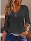 ieftine Bluze simple pentru femei-Tricou Varful ochiului Pentru femei Negru Alb Roz Îmbujorat Simplu Buton Casual Modă În V Fit regulat S