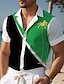 voordelige Hawaiiaans overhemd voor heren-Kleurenblok Palmboom Casual Voor heren Overhemd Buiten Straat Casual / Dagelijks Zomer Cubaanse kraag Korte mouw Oranje Groen Jager Groen S M L Overhemd