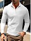 cheap Classic Polo-Men&#039;s Polo Shirt High Neck Outdoor Casual Lapel Quarter Zip Long Sleeve Fashion Basic Waves Solid / Plain Color Quarter Zip Spring &amp;  Fall Regular Fit Black White Dark Navy Blue Polo Shirt