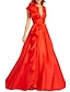 זול שמלות ערב-שמלת ערב בשמלה בסגנון סלבריטאים שמלה אדומה ירוקה שמלה רשמית חתונה אורחת קומת אורחים באורך שרוולים ללא שרוולים שיפון עם שסע בצבע טהור 2024