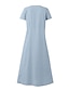 preiswerte schlichte Kleider-Damen Casual kleid kleid lang Baumwolle Tasche Verabredung Maxi Basic Rundhalsausschnitt Kurzarm Schwarz Rosa Himmelblau Farbe