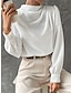 economico Top da donna Basic-Per donna Camicia Blusa Raso Liscio Ufficio Bianco Manica lunga Di tendenza Rotonda Primavera &amp; Autunno