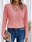 baratos Tops básicos de mulher-Mulheres Camisa Social Camisa de renda Blusa Texturizado Tecido Casual Renda Bege Manga Longa Moda Decote Redondo Primavera &amp; Outono