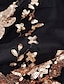 voordelige Feestjurken-Dames Zwarte jurk Feestjurk Pailletten Netstof V-hals Lange mouw Halflange jurk Elegant Glitter Zwart Zomer Lente