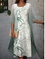 Χαμηλού Κόστους Εκτύπωση σετ φορεμάτων-Γυναικεία Σετ φορέματος δύο τεμαχίων Καθημερινό φόρεμα Φορέματα σιφόν Φόρεμα εκτύπωσης ΕΞΩΤΕΡΙΚΟΥ ΧΩΡΟΥ Αργίες Μοντέρνα Καθημερινό Στάμπα Μίντι φόρεμα Στρογγυλή Ψηλή Λαιμόκοψη Μισό μανίκι Φύλλο