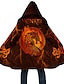 preiswerte Fleecejacke für Herren-Herren Drache Totem Wintermantel Fleecejacke Mantel Thermowarm Abstrakt Gotisch Alltagskleidung Ausgehen Tasche Druck Herbst Winter Mit Kapuze Langarm Gelb Blau Orange