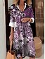 cheap Print Dresses-Women&#039;s Shirt Dress Casual Dress Midi Dress Date Vacation Polyester Modern Casual Shirt Collar Print Button Long Sleeve Fall Winter Loose Fit ArmyGreen Purple Green Floral S M L XL 2XL