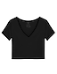 levne Základní dámské topy-Tričko Oříznout tričko Dámské Černá Bílá Světlá růžová Bez vzoru Tlačítko Ležérní Módní Do V Běžný S