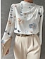 ieftine Bluze &amp; Cămăși Damă-Pentru femei Cămașă Bluză Floral Imprimeu Muncă Modă Manșon Lung Rotund Alb Primăvara &amp; toamnă