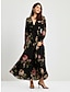 ieftine rochie casual cu imprimeu-rochie maxi din sifon cu imprimeu floral cu talie stransa