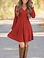 halpa Neulemekot-naisten villapaita mekko talvimekko musta mekko musta punainen ruskea pitkähihainen puhdas väri neulottu talvi syksy v kaula tyylikäs moderni 2023 s m l xl 2xl