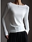 رخيصةأون ملابس علوية أساسية للنساء-تي شيرت نسائي أسود أبيض بني لون الصلبة أساسي مناسب للبس اليومي دافئ يوميا يقشط رقبة دائرية ضيق S