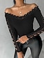 ieftine Bluze simple pentru femei-Cămașă Cămașă din dantelă Cămașă albă din dantelă Pentru femei Negru Alb Roșu Vin Simplu Dantelă Peteci Casual Elegant De Pe Umăr Fit regulat S