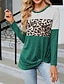 baratos Tops básicos de mulher-Camiseta Mulheres Rosa Vinho Azul Marinha Leopardo Listrado Imprimir Casual Moda Decote Redondo Normal S