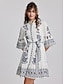 cheap Print Casual Dress-Casual Floral Geometric Lace-Up A-Line Dress