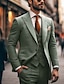 abordables Trajes-Trajes de graduación para hombre, trajes de boda de color Verde jade, 3 piezas, color sólido, corte a medida, un solo pecho, un botón, 2024