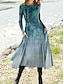 Χαμηλού Κόστους Print Φορέματα-Γυναικεία Vintage Φόρεμα Καθημερινό φόρεμα Χειμερινό φόρεμα Φλοράλ Στάμπα Στρογγυλή Ψηλή Λαιμόκοψη Μίντι φόρεμα Βίντατζ Etnic Ημερομηνία Διακοπές Μακρυμάνικο Φθινόπωρο Χειμώνας