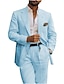 זול חליפות פשתן-שמפניה לבנה ורודה לגברים חליפות פשתן חתונת חוף בצבע אחיד 2 חלקים אופנה יומית עסקית בהתאמה אישית עם שני כפתורים חד חזה 2024