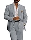 זול חליפות פשתן-שמפניה לבנה ורודה לגברים חליפות פשתן חתונת חוף בצבע אחיד 2 חלקים אופנה יומית עסקית בהתאמה אישית עם שני כפתורים חד חזה 2024