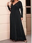 cheap Party Dresses-Women&#039;s Plus Size Black Dress Prom Dress Party Dress Mesh Mesh Sparkle V Neck Long Sleeve Birthday Vacation Elegant Black Red Summer Spring