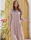 cheap Print Casual Dress-Satin Geometric Jewel Neck Maxi Dress