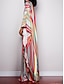 cheap Print Dresses-Women&#039;s Casual Dress Sundress Floral Stripe Print V Neck Long Dress Maxi Dress Boho Vacation Beach Long Sleeve Summer Spring