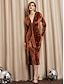cheap Party Dress-Women&#039;s Velvet Dress Party Dress Cocktail Dress Midi Dress Brown Long Sleeve Pure Color Ruched Split Spring Fall Winter V Neck Fashion Party Mature Winter Dress Christmas Wedding Guest 2023 S M L