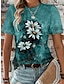 preiswerte T-Shirts für Damen-Damen T Shirt Blumen Bedruckt Täglich Wochenende Modisch Kurzarm Rundhalsausschnitt Blau Sommer