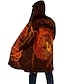 preiswerte Fleecejacke für Herren-Herren Drache Totem Wintermantel Fleecejacke Mantel Thermowarm Abstrakt Gotisch Alltagskleidung Ausgehen Tasche Druck Herbst Winter Mit Kapuze Langarm Gelb Blau Orange