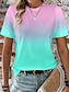 preiswerte T-Shirts für Damen-Damen T Shirt Farbverlauf Farbverläufe Bedruckt Täglich Urlaub Ausgehen Modisch Kurzarm Rundhalsausschnitt Gelb Sommer
