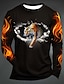 Χαμηλού Κόστους Ανδρικά 3D T-shirts-καρναβαλικό γραφικό φλόγα πόδι σχεδιαστής μόδας casual ανδρικό μπλουζάκι 3d print μπλουζάκι μπλουζάκι αθλητικό μπλουζάκι για διακοπές σε εξωτερικούς χώρους μαύρο κίτρινο σκούρο πράσινο μακρυμάνικο