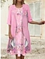 Χαμηλού Κόστους Εκτύπωση σετ φορεμάτων-Γυναικεία Σετ φορέματος δύο τεμαχίων Καθημερινό φόρεμα Φορέματα σιφόν Φόρεμα εκτύπωσης Ημερομηνία Κομψό Στάμπα Μίντι φόρεμα Στρογγυλή Ψηλή Λαιμόκοψη Μισό μανίκι Φλοράλ Χαλαρή Εφαρμογή