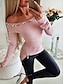 Недорогие Базовые плечевые изделия для женщин-Рубашка Блуза Жен. Розовый Серый Графика Молния Бусины Повседневные Мода С открытыми плечами Стандартный S