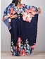 Χαμηλού Κόστους Print Φορέματα-Γυναικεία Καθημερινό φόρεμα Φόρεμα για τον ήλιο Φλοράλ Ταινία Στάμπα Λαιμόκοψη V Μακρύ Φόρεμα Μάξι Φόρεμα Μπόχο Διακοπές Παραλία Μακρυμάνικο Καλοκαίρι Άνοιξη