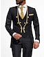 olcso Öltönyök-világoskék fekete krém férfi báli öltöny esküvői parti öltöny egyszínű 3 részes testre szabott dupla mellű hatgombos 2024
