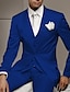 billige Jakkesæt-sort hvid satin galladragter til mænd bryllupsfest silkerøde jakkesæt ensfarvet 3-delt skræddersyet pasform enkeltradet en-knap 2024