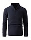 cheap Classic Polo-Men&#039;s Polo Shirt High Neck Outdoor Casual Lapel Quarter Zip Long Sleeve Fashion Basic Waves Solid / Plain Color Quarter Zip Spring &amp;  Fall Regular Fit Black White Dark Navy Blue Polo Shirt