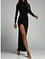 Χαμηλού Κόστους Πάρτι Φορέματα-Γυναικεία Μαύρο φόρεμα Φόρεμα χορού Φόρεμα για πάρτυ Σκίσιμο Μακρυμάνικο Διακοπές Κομψό Μαύρο Λευκό Καλοκαίρι Άνοιξη