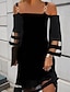 olcso sima ruhák-Női Fekete ruha Háló Kollázs Spagettipánt Mini ruha Alap Szexi Születésnap Randi Háromnegyedes Nyár Tavasz