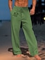 preiswerte Baumwoll-Leinen-Hose für Herren-Herren Strassenmode Hawaiianisch Designer Buchstabe Grafik-Drucke Hose Hosen Sommerhosen Strandhose 3D-Druck Kordelzug Elastische Taille 3D-Druck Mittlere Taillenlinie Casual Täglich Festtage