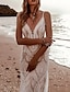 cheap Wedding Dresses-Beach Vintage Open Back Wedding Dresses Mermaid / Trumpet Camisole V Neck Sleeveless Sweep / Brush Train Chiffon Bridal Gowns With Pleats Solid Color 2024