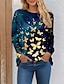 cheap Women&#039;s T-shirts-Women&#039;s T shirt Tee Butterfly Print Daily Weekend Fashion Long Sleeve Round Neck Red Spring &amp;  Fall
