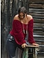 رخيصةأون ملابس علوية أساسية للنساء-قميص بلوزة نسائي أسود أحمر أزرق سهل فضفاض أنيق رقبة مربعة مخمل عادي كم ضيق S