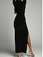 Χαμηλού Κόστους Πάρτι Φορέματα-Γυναικεία Μαύρο φόρεμα Φόρεμα χορού Φόρεμα για πάρτυ Σκίσιμο Μακρυμάνικο Διακοπές Κομψό Μαύρο Λευκό Καλοκαίρι Άνοιξη